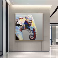 Πίνακας Ζωγραφικής Σε Ξύλινο Καμβά Elephant 80x80cm | Πίνακες - Κάδρα στο Stosfiri.gr
