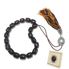 Κομπολόι Οψιδιανός Μαύρο - Καφέ Βαρελάκι Με Φούντα 12 mm | Κομπολόγια Οψιδιανός / Όνυχας στο Stosfiri.gr