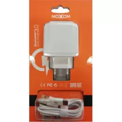 Moxom USB Type-C Cable & 2x USB Wall Adapter Λευκό (KH-70Y) | Φορτιστές κινητών στο Stosfiri.gr