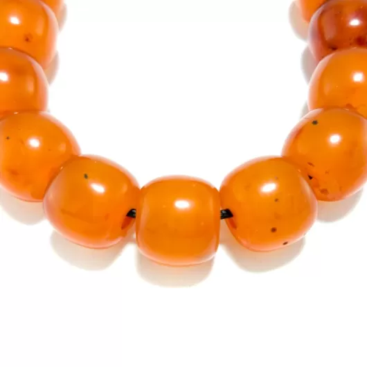 Κομπολόι Βακελίτης Με Κομμάτια Κεχριμπάρι 33 Χάντρες Πορτοκαλί 14mm | Κομπολόγια από Βακελίτη στο Stosfiri.gr