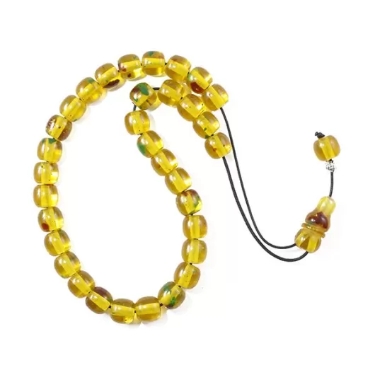 Κομπολόι Χειροποίητη Ρητίνη Με Κομμάτια Πράσινου Κεχριμπαριού 13mm | Κομπολόγια από Χειροποίητη Ρητίνη στο Stosfiri.gr