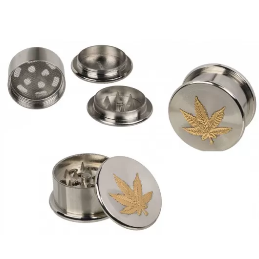 Μεταλλικός Τρίφτης Καπνού - Golden Herb Grinder 2 επιπέδων 50mm | Grinders - Τρίφτες Καπνού στο Stosfiri.gr