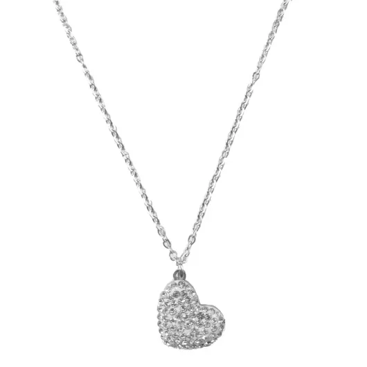 Κολιέ Απο Ανοξείδωτο Ατσάλι Καρδιά Strass V4 Silver Silver B1000-133 | Κολιέ Γυναικεία στο Stosfiri.gr