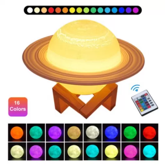 Ανάγλυφο Φωτιστικό Αφής Saturn 3D RGB Light LED 15cm - Επαναφορτιζόμενο με 16 Αποχρώσεις | Διακοσμητικά Φωτιστικά στο Stosfiri.gr