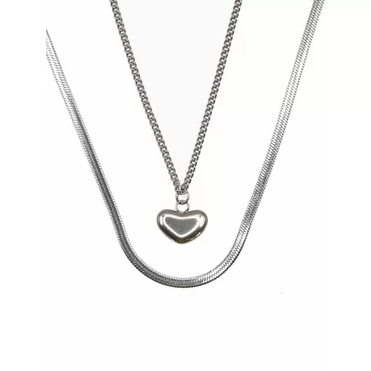Κολιέ Απο Ανοξείδωτο Ατσάλι Heart Silver B1000-138 | Κολιέ Γυναικεία στο Stosfiri.gr