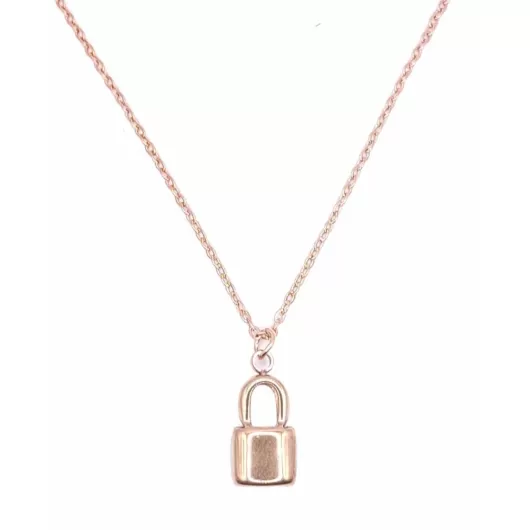 Κολιέ Απο Ανοξείδωτο Ατσάλι Rose Gold Lock B1000-162 | Κολιέ Γυναικεία στο Stosfiri.gr