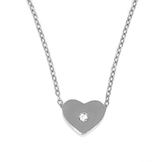 Κολιέ Απο Ανοξείδωτο Ατσάλι Heart Mε Στρας Silver B1000-151 | Κολιέ Γυναικεία στο Stosfiri.gr