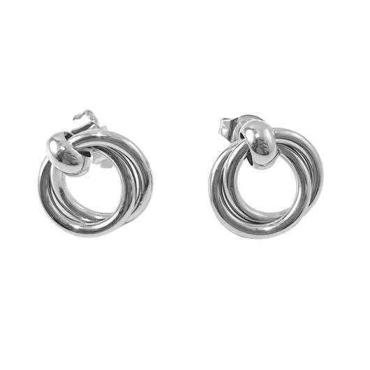 Σκουλαρίκια Διπλός Κρίκος Απο Ατσάλι Ασημί B1003-7 | Σκουλαρίκια Αυτιού στο Stosfiri.gr