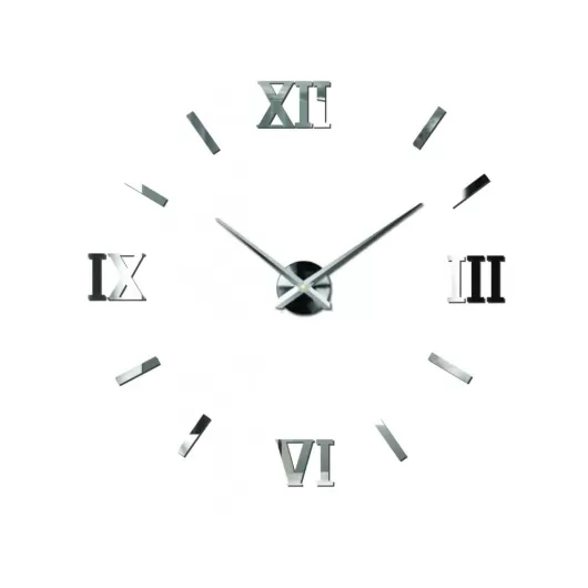 Μεγάλο Τρισδιάστατο 3D Ρολόι Roman Hour Silver Πλαστικό | Ρολόγια Τοίχου DIY στο Stosfiri.gr