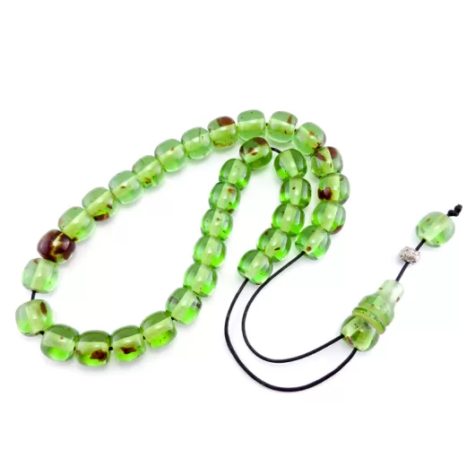 Κομπολόι Χειροποίητη Ρητίνη Mε Κομμάτια Κεχριμπαριού-Πράσινο 12mm | Κομπολόγια από Χειροποίητη Ρητίνη στο Stosfiri.gr