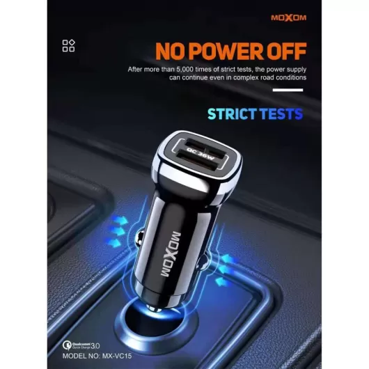 MOXOM MX-VC15 36W Car Charger 3.0 Fast Charging / 36W Quick Car Charger / Dual USB Port | Φορτιστές Αυτοκινήτου στο Stosfiri.gr