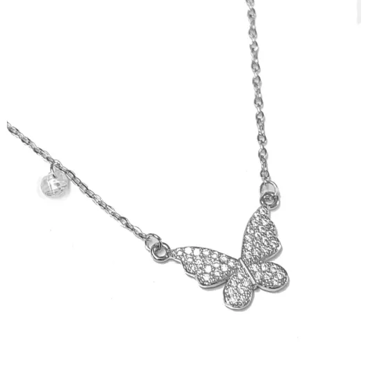 Κολιέ Απο Ανοξείδωτο Ατσάλι Butterfly Silver | Κολιέ Γυναικεία στο Stosfiri.gr