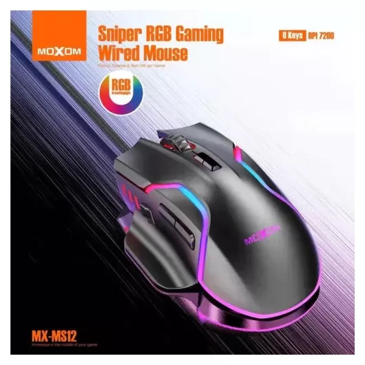 Moxom MX-MS12 RGB Wired Gaming Mouse 7200 DPI - Color: Black | Ποντίκια στο Stosfiri.gr